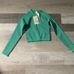 NWT Teal fabletics workout long sleeve top
